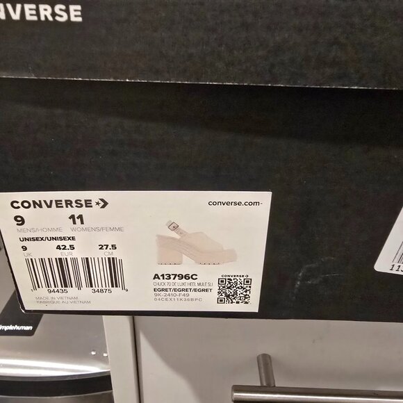 Chuck 70 De Luxe Heel Sandal Platform A13796C White Women's Size 9 NEW - Picture 11 of 13